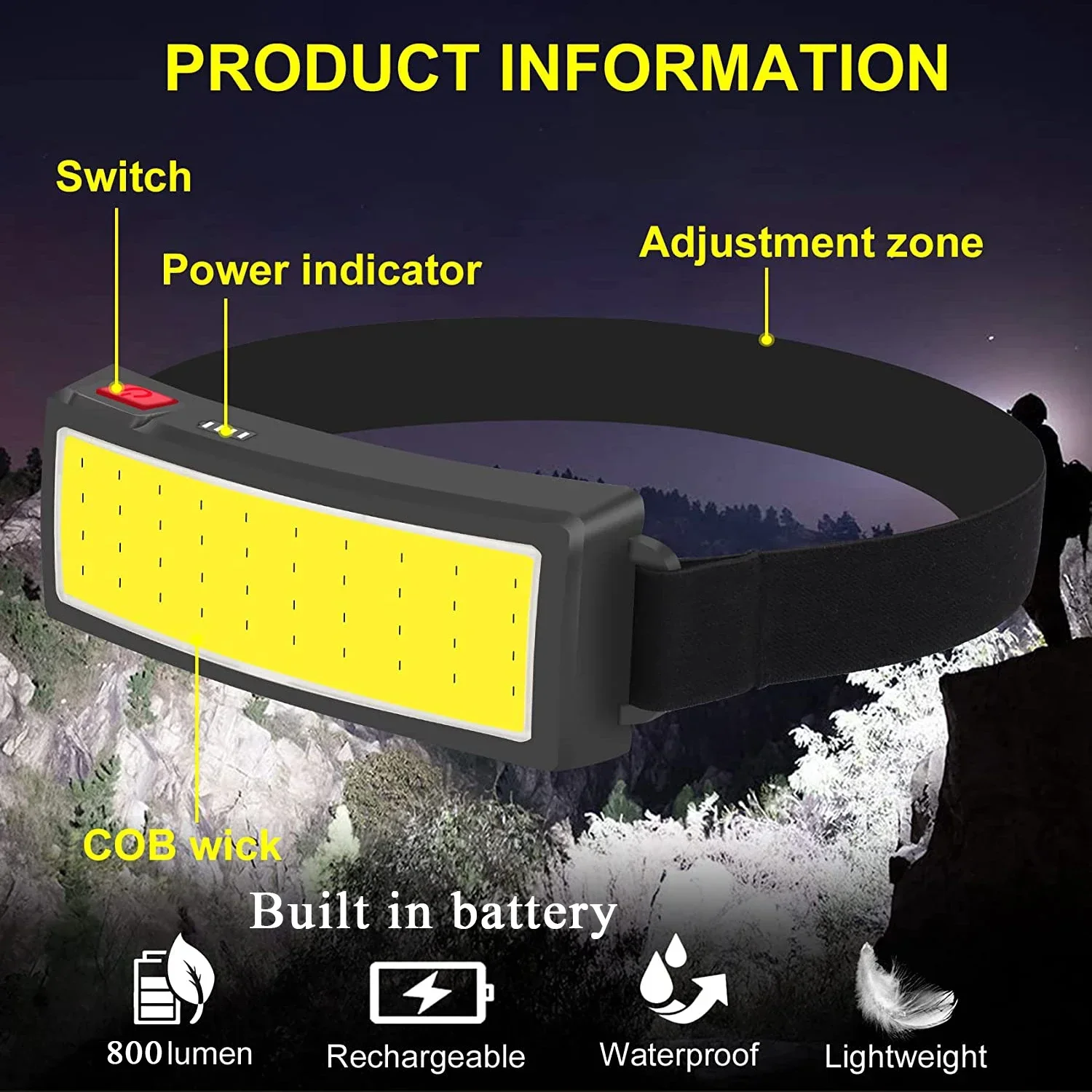 Poderoso cob led farol tipo-c  - Fish Finder Battery avaliação e preço